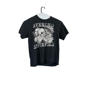 Avenged Sevenfold Band 2008 Mens Large Black Skull Band Tee Grunge
